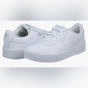 PUMA Women’s Carina Sneaker, White/White/Silver
